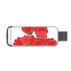 Red Floral Design Portable Usb Flash (two Sides)