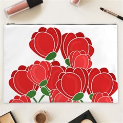 Red Floral Design Cosmetic Bag (xxl)  by Valentinaart