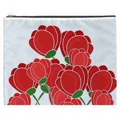 Red Floral Design Cosmetic Bag (xxxl) 