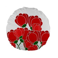 Red Floral Design Standard 15  Premium Round Cushions