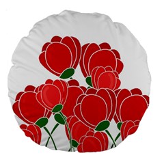 Red Floral Design Large 18  Premium Round Cushions