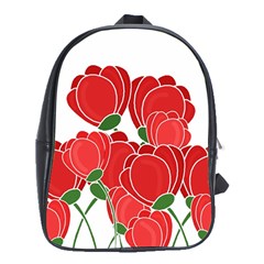 Red Floral Design School Bags (xl)  by Valentinaart