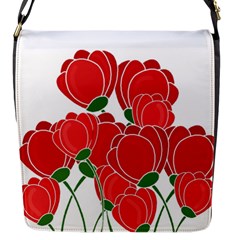 Red Floral Design Flap Messenger Bag (s) by Valentinaart