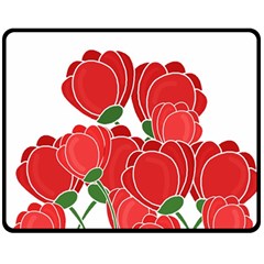 Red Floral Design Double Sided Fleece Blanket (medium) 