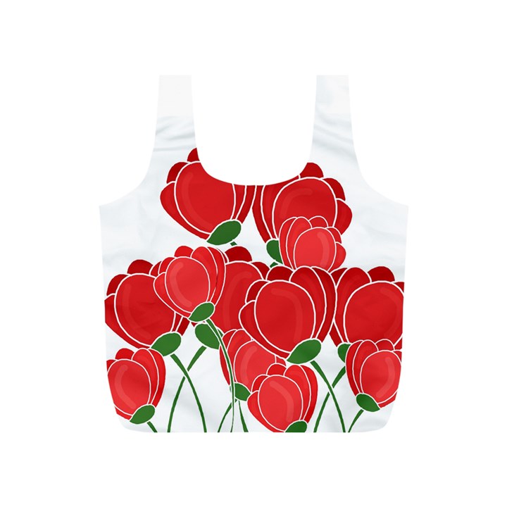 Red floral design Full Print Recycle Bags (S) 