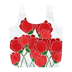 Red Floral Design Full Print Recycle Bags (l)  by Valentinaart