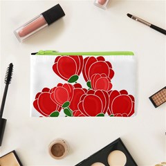 Red Floral Design Cosmetic Bag (xs)