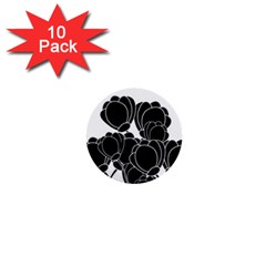 Black Flowers 1  Mini Buttons (10 Pack)  by Valentinaart