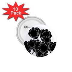 Black Flowers 1 75  Buttons (10 Pack) by Valentinaart