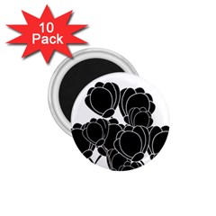 Black Flowers 1 75  Magnets (10 Pack) 