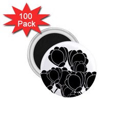 Black Flowers 1 75  Magnets (100 Pack) 