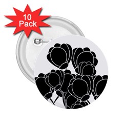 Black Flowers 2 25  Buttons (10 Pack) 