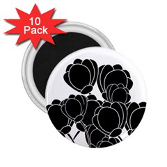 Black Flowers 2 25  Magnets (10 Pack)  by Valentinaart