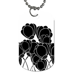 Black Flowers Dog Tag (two Sides) by Valentinaart