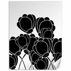 Black Flowers Canvas 12  X 16  