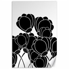 Black Flowers Canvas 24  X 36 