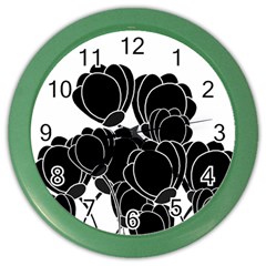 Black Flowers Color Wall Clocks