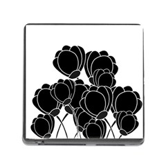 Black Flowers Memory Card Reader (square) by Valentinaart