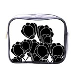 Black flowers Mini Toiletries Bags Front