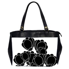 Black Flowers Office Handbags (2 Sides)  by Valentinaart