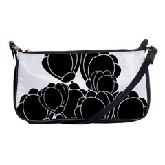 Black Flowers Shoulder Clutch Bags