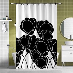 Black Flowers Shower Curtain 48  X 72  (small) 