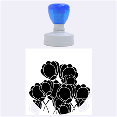 Black Flowers Rubber Round Stamps (large) by Valentinaart