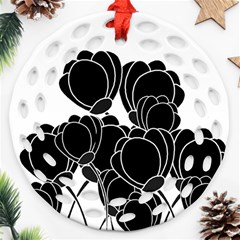 Black Flowers Ornament (round Filigree) 