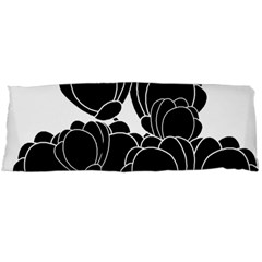 Black Flowers Body Pillow Case (dakimakura) by Valentinaart