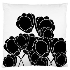 Black Flowers Large Cushion Case (one Side)