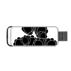 Black Flowers Portable Usb Flash (one Side) by Valentinaart