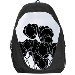 Black Flowers Backpack Bag by Valentinaart