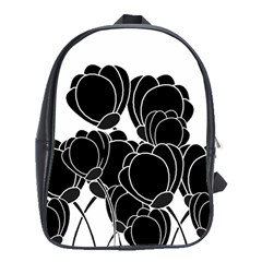 Black Flowers School Bags (xl)  by Valentinaart