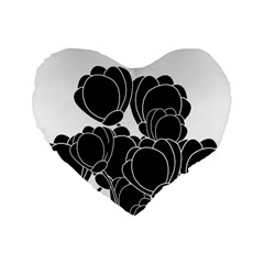 Black Flowers Standard 16  Premium Heart Shape Cushions