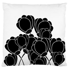 Black Flowers Standard Flano Cushion Case (two Sides) by Valentinaart