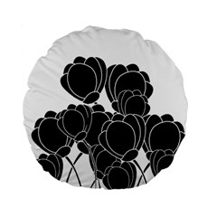 Black Flowers Standard 15  Premium Flano Round Cushions