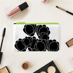 Black Flowers Cosmetic Bag (xs)