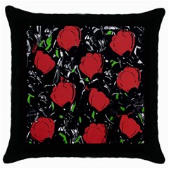 Red Roses Throw Pillow Case (black)