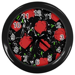 Red Roses Wall Clocks (black)