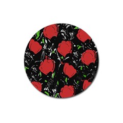 Red Roses Magnet 3  (round)