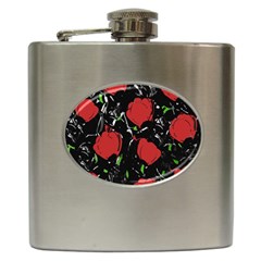 Red Roses Hip Flask (6 Oz)