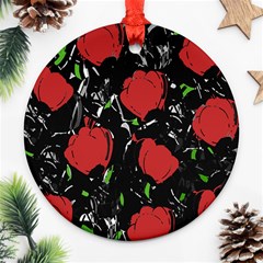 Red Roses Round Ornament (two Sides) 