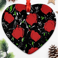 Red Roses Heart Ornament (2 Sides)