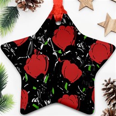 Red Roses Star Ornament (two Sides) 