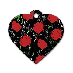 Red Roses Dog Tag Heart (one Side)