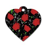 Red roses Dog Tag Heart (One Side) Front