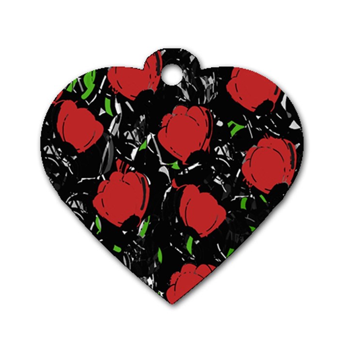 Red roses Dog Tag Heart (One Side)