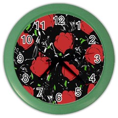 Red Roses Color Wall Clocks