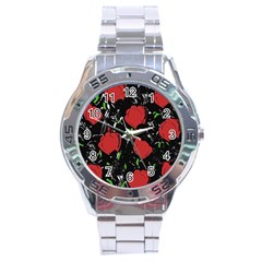 Red Roses Stainless Steel Analogue Watch