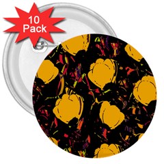 Yellow Roses  3  Buttons (10 Pack) 